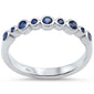 .26ct G SI 14K White Gold Diamond & Blue Sapphire Bezel Set Gemstones Band Ring Size 6.5