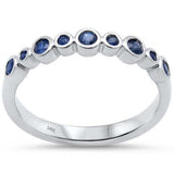 .26ct G SI 14K White Gold Blue Sapphire Bezel Set Gemstones Band Ring Size 6.5
