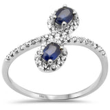 .61ct G SI 14K White Gold Diamond & Blue Sapphire Gemstones Ring Size 6.5