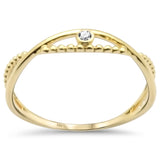 .02ct G SI 14K Yellow Gold Diamond Beaded Band Ring Size 6.5