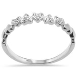 .07ct G SI 14K White Gold Heart Shape Diamond Band Ring Size 6.5