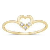 Anillo de oro amarillo de 14 quilates con forma de corazón, diamantes de 0,04 ct G SI, talla 6,5
