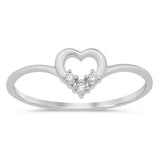 .04ct G SI 14K White Gold Heart Shape Diamond Band Ring Size 6.5