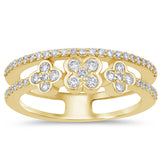 <span style="color:purple">SPECIAL!</span>.39ct G SI 14K Yellow Gold Diamond Flower Band Ring Size 6.5