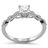 .55ct G SI 14K White Gold Diamond Millgrain Engagement Ring Size 6.5