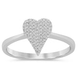 Anillo con forma de corazón de diamantes de oro blanco de 14K de .11 ct G SI, talla 6.5