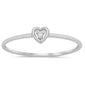 .01ct G SI 14K White Gold Heart Shape Diamond Thin Band Ring Size 6.5