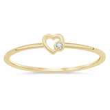 Anillo de oro amarillo de 14K con diamante de 0,01 ct G SI en forma de corazón fino, talla 6,5