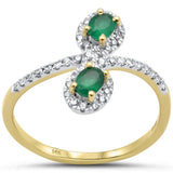 .54ct Gemstones G SI 14K Yellow Gold Diamond & Emerald Gemstones Ring Size 6.5