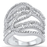 1.48ct G SI 14K White Gold Diamond Round & Baguette Band Ring Size 6.5