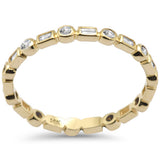 .28ct G SI 14K Yellow Gold Diamond Round & Baguette Eternity Band Ring Size 6.5