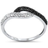 .30ct G SI 14K White Gold White & Black Diamond Band Ring Size 6.5