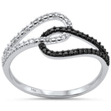 .10ct G SI 14K White Gold White & Black Diamond Band Ring Size 6.5