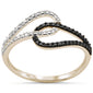 .10ct G SI 14K Yellow Gold White & Black Diamond Band Ring Size 6.5