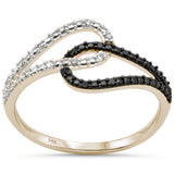 .10ct G SI 14K Yellow Gold White & Black Diamond Band Ring Size 6.5