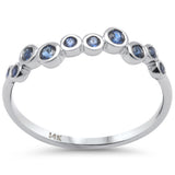 .26ct G SI 14K White Gold Blue Sapphire Gemstones Band Ring Size 6.5