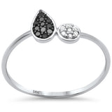 .10ct G SI 14K White Gold Pear Shaped Black & White Diamond Band Ring Size 6.5