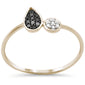 .10ct G SI 14K Yellow Gold Pear Shaped Black & White Diamond Band Ring Size 6.5