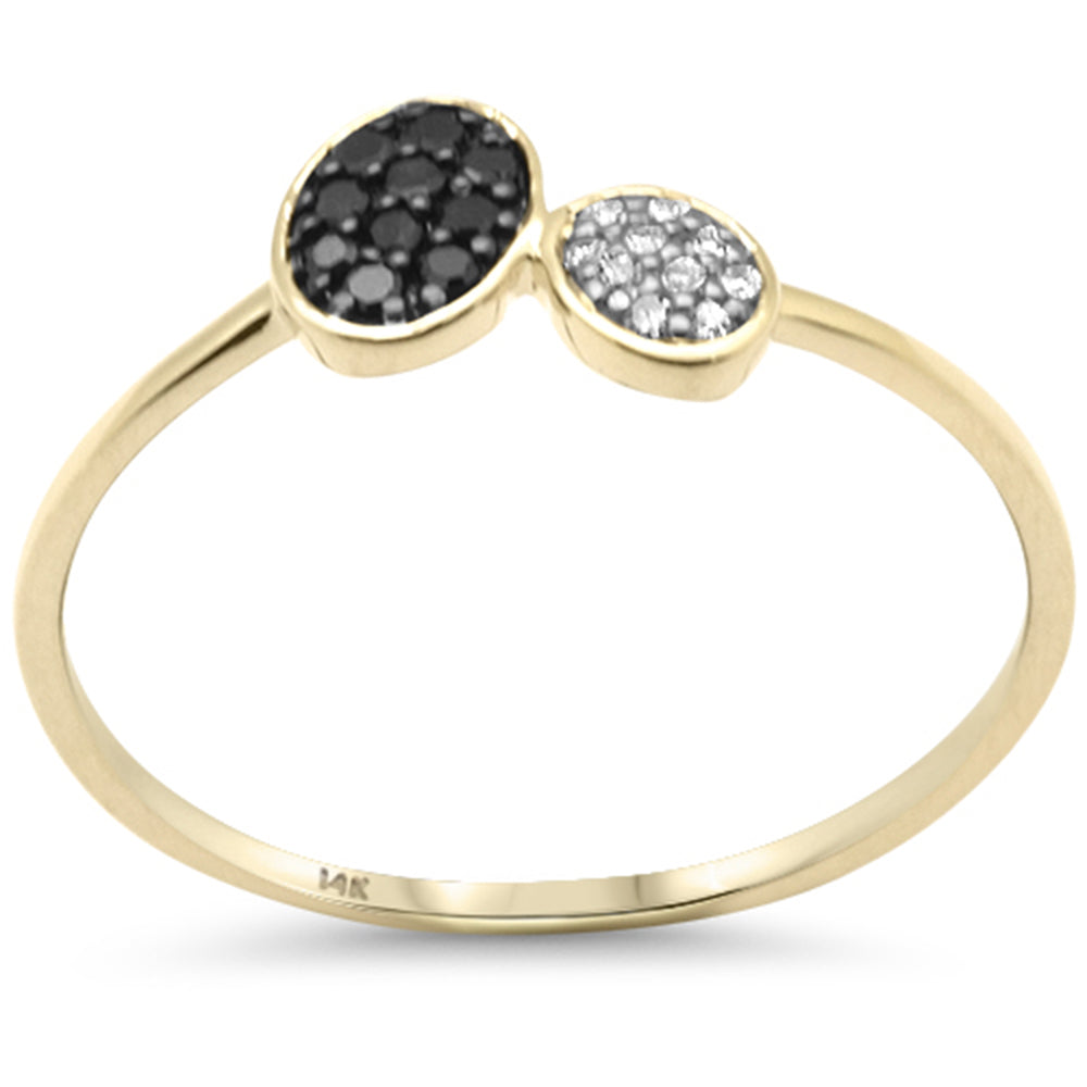 Anillo de oro amarillo de 14K con diamantes blancos y negros de .11ct G SI, talla 6.5