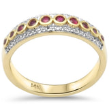 .34ct G SI 14K Yellow Gold Diamond & Ruby Gemstones Band Ring Size 6.5