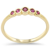 Anillo de banda de oro amarillo de 14 quilates con diamantes y rubíes de 0,22 ct G SI, talla 6.5