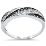.30ct G SI 14K White Gold White & Black Diamond Band Ring Size 6.5