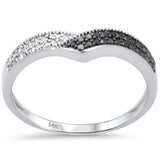 .18ct G SI 14K White Gold White & Black Diamond Band Ring Size 6.5