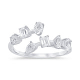 .76ct G SI 14K White Gold Multi Shape Diamond Open Band Ring Size 6.5
