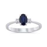 .61ct G SI 14K White Gold Diamond & Blue Sapphire Gemstones Band Ring Size 6.5