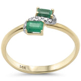<span style="color:purple">SPECIAL!</span> .53ct G SI 14K Yellow Gold Diamond & Emerald Gemstones Band Ring  Size 6.5