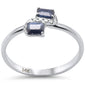 <span style="color:purple">SPECIAL!</span> .54ct G SI 14K White Gold Diamond & Blue Sapphire Gemstones Band Ring  Size 6.5