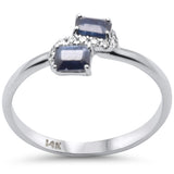 .54ct G SI 14K White Gold Diamond & Blue Sapphire Gemstones Band Ring  Size 6.5