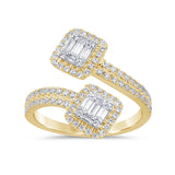 .64ct G SI 14K Yellow Gold Round & Baguette Diamond Band Ring Size 6.5