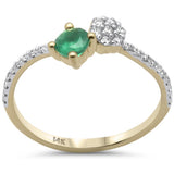 .44ct G SI 14K Yellow Gold Diamond & Emerald Gemstones Band Ring  Size 6.5