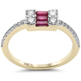 .63ct G SI 14K Yellow Gold Diamond & Ruby Gemstones Band Ring Size 6.5