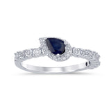 .55ct G SI 14K White Gold Diamond & Pear Shape Blue Sapphire Gemstones Ring Size 6.5