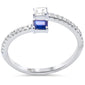 <span style="color:purple">SPECIAL!</span> .39ct G SI 14K White Gold Diamond & Blue Sapphire Gemstones Band Ring Size 6.5