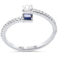 <span style="color:purple">SPECIAL!</span> .39ct G SI 14K White Gold Diamond & Blue Sapphire Gemstones Band Ring Size 6.5