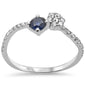 <span style="color:purple">SPECIAL!</span> .58ct G SI 14K White Gold Diamond & Blue Sapphire Gemstones Band Ring Size 6.5