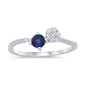 .52ct G SI 14K White Gold Diamond & Blue Sapphire Gemstones Band Ring Size 6.5