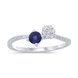 <span style="color:purple">¡ESPECIAL!</span> Anillo de banda de diamantes y zafiros azules de oro blanco de 14K con 0.52ct G SI, talla 6.5