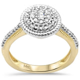 <span>DIAMOND CLOSEOUT! </span> .36ct G SI 14K Two Tone Gold Diamond Round Beaded Double Halo Band Ring  Size 6.5