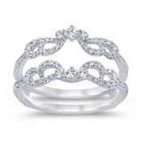 .51ct G SI 14K White Gold Diamond Double Band Ring Guard Size 6.5