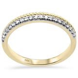 .15ct G SI 14K Yellow Gold Diamond Beaded Band Ring Size 6.5