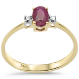 Anillo de oro amarillo de 14K con diamante y rubíes de 0,66 ct, talla G, SI, talla 6.5