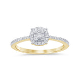 .28ct G SI 14K Yellow Gold Round & Baguette Diamond Ring Size 6.5