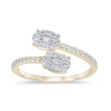 <span style="color:purple">¡ESPECIAL!</span> Anillo envolvente de oro amarillo de 14K con diamantes redondos y de baguette, de 0,30 ct, G SI, talla 6.5
