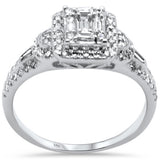 <span style="color:purple">SPECIAL!</span>.49ct G SI 14K White Gold Round & Baguette Diamond Engagement Ring Size 6.5