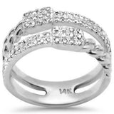 <span style="color:purple">SPECIAL!</span>.40ct G SI 14K White Gold Diamond Double Shank Open Band Ring  Size 6.5