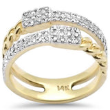 .42ct G SI 14K Yellow Gold Diamond Double Shank Open Band Ring  Size 6.5